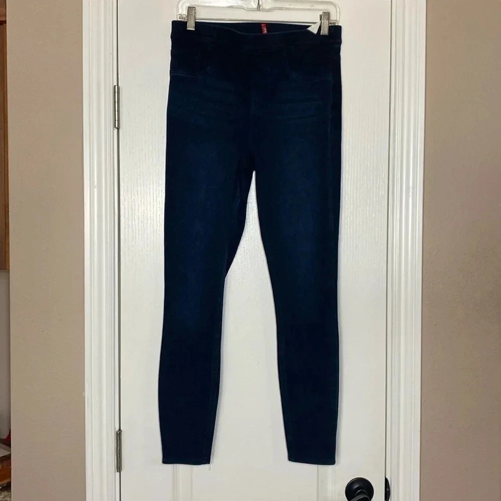 Spanx by Sara Blakely Women's Blue Denim Stretch Leggings Jeans Size M Pre-Owned